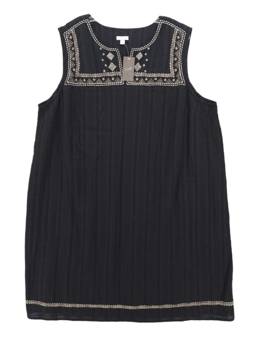 NWT J JILL Black Embroidered Dress Sleeveless 100% Cotton Size 3X